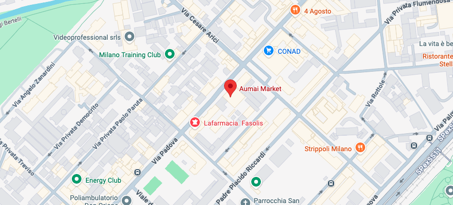 Posizione del negozio Aumai a Milano Via Padova su Google Maps
